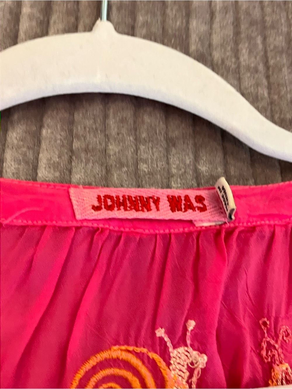 Johnny Was Bright Fuchsia Embroidered V-Neck Tunic - Picture 13 of 14
